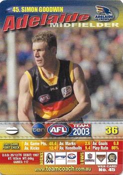 2003 Team Zone AFL Team #45 Simon Goodwin Front